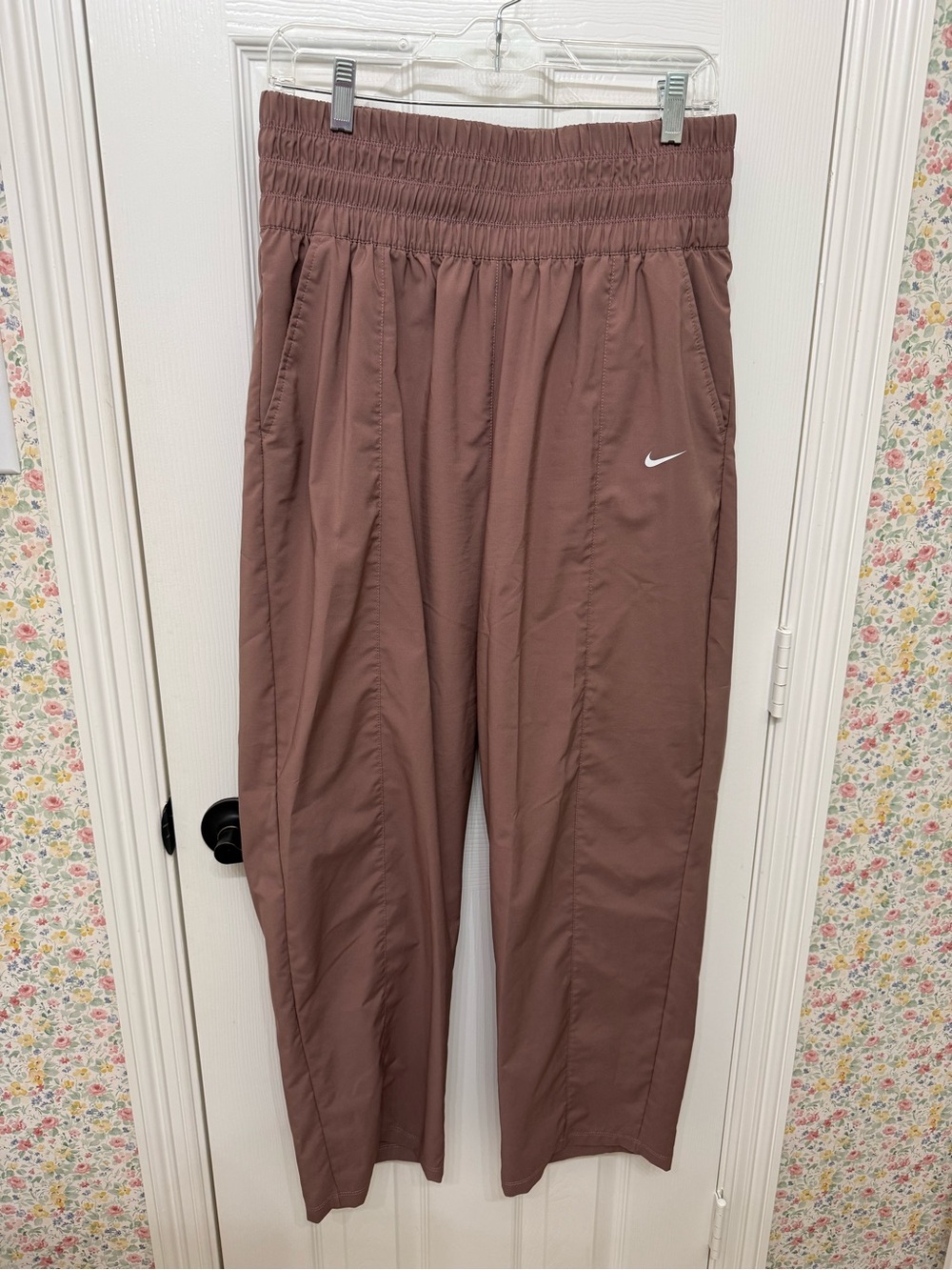 Nike Mauve Track Pants with White Swoosh